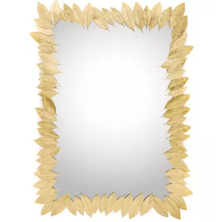 Pistondeco Designer Gold Plated Leaves Mirror 24x15 Inches