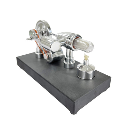 Pistondeco ™ Mirror polished Stirling engine with embedded voltmeter and USB plug