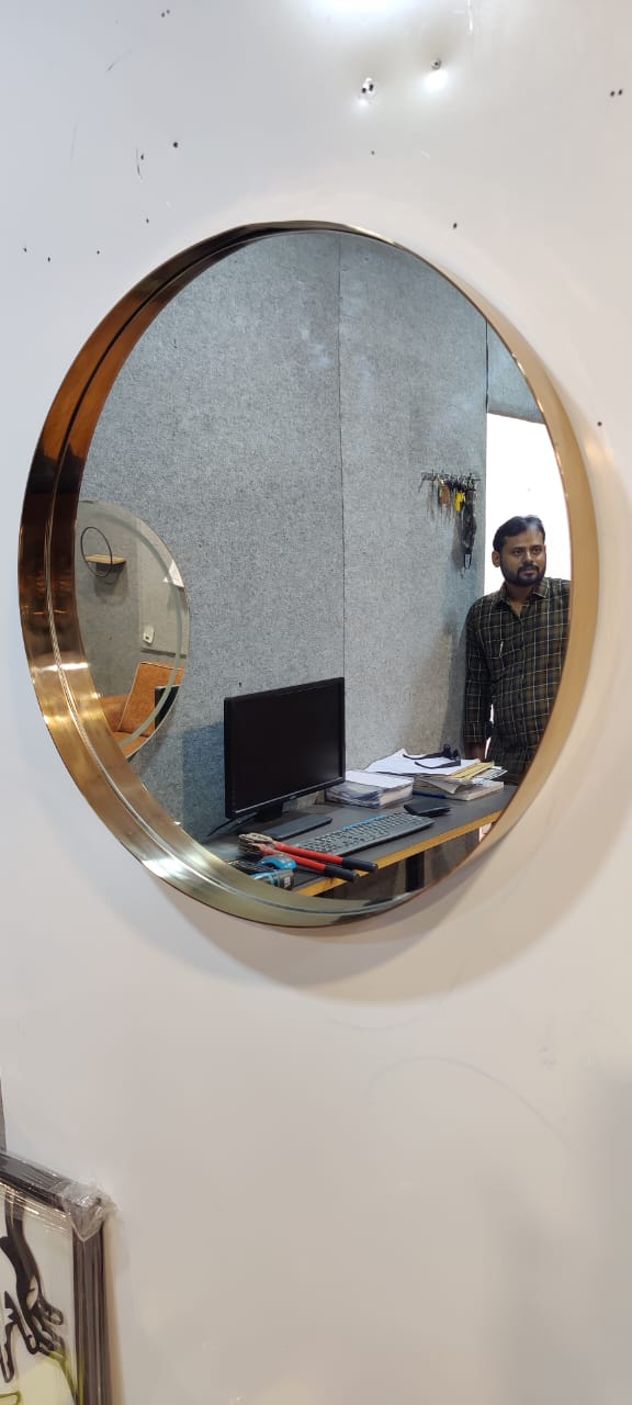 Pistondeco Modern Black Effinito Wall Mirror – Sleek Metal Frame Mirror for Bathroom, Bedroom & Living Room Decor