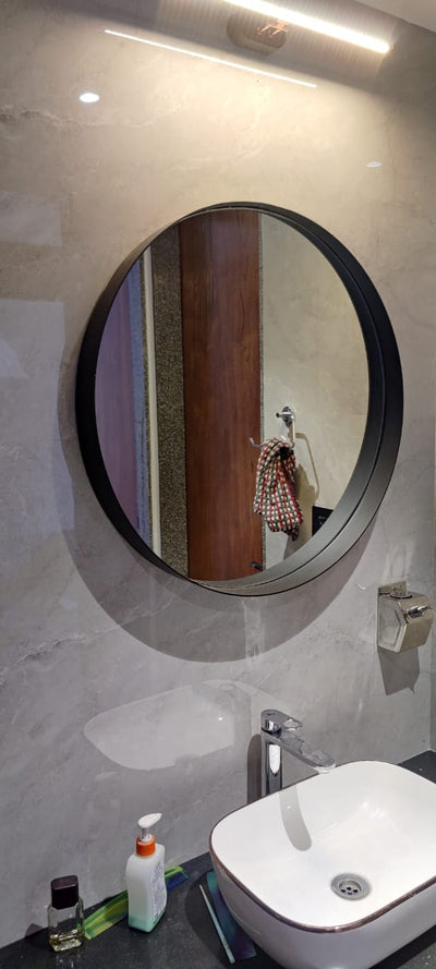 Pistondeco Modern Black Effinito Wall Mirror – Sleek Metal Frame Mirror for Bathroom, Bedroom & Living Room Decor