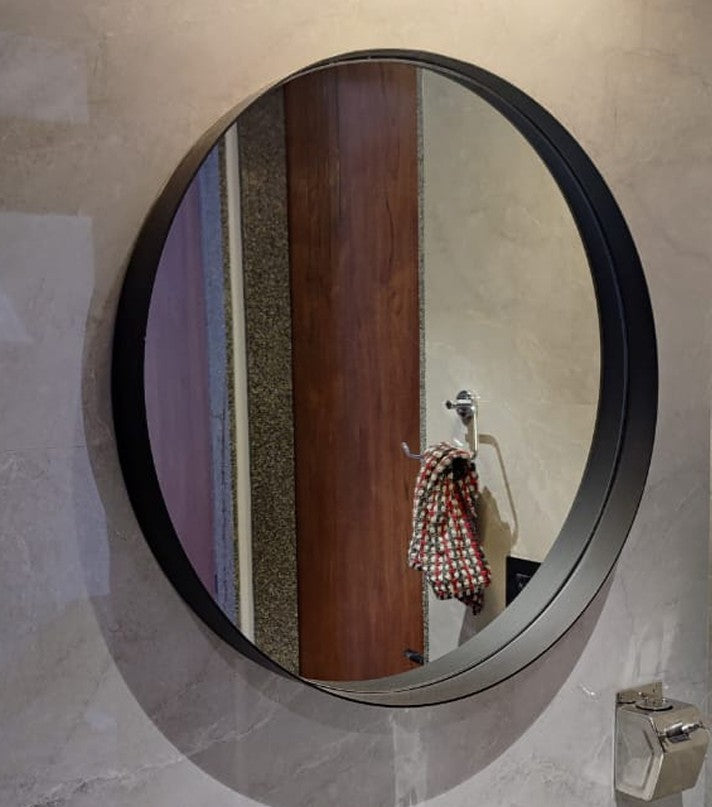 Pistondeco Modern Black Effinito Wall Mirror – Sleek Metal Frame Mirror for Bathroom, Bedroom & Living Room Decor