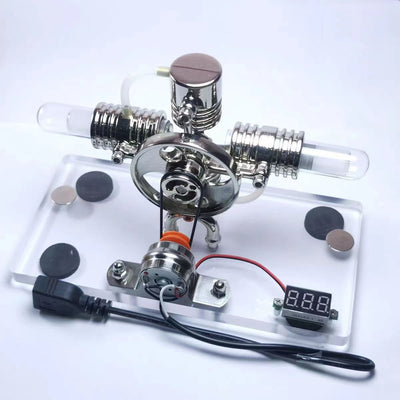 Pistondeco ™ Cross twin Stirling engine+power generation device+voltmeter+LED